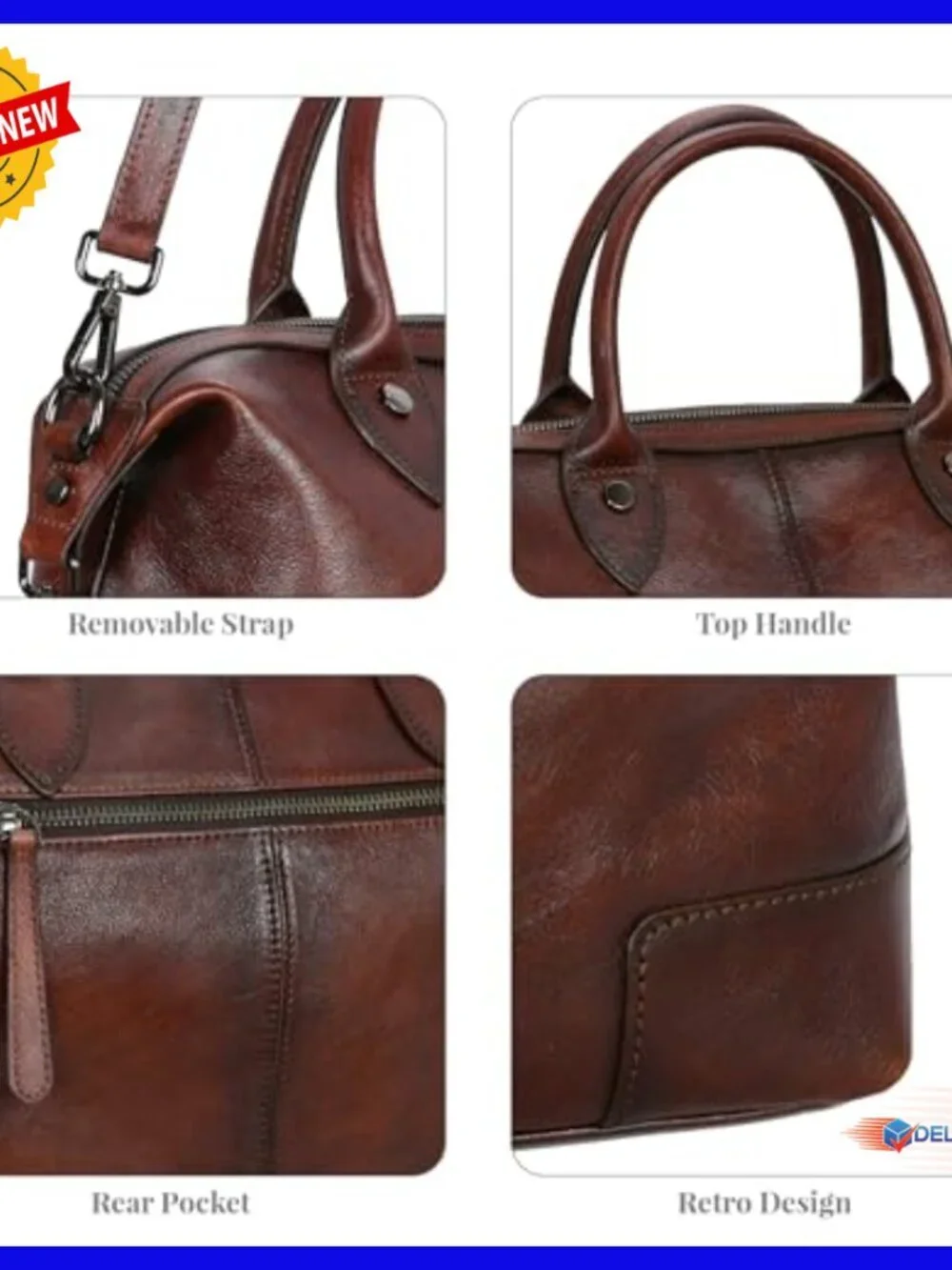 Genuine Leather Satchel Tote Bag Large Capacity Top Handle Handbag
